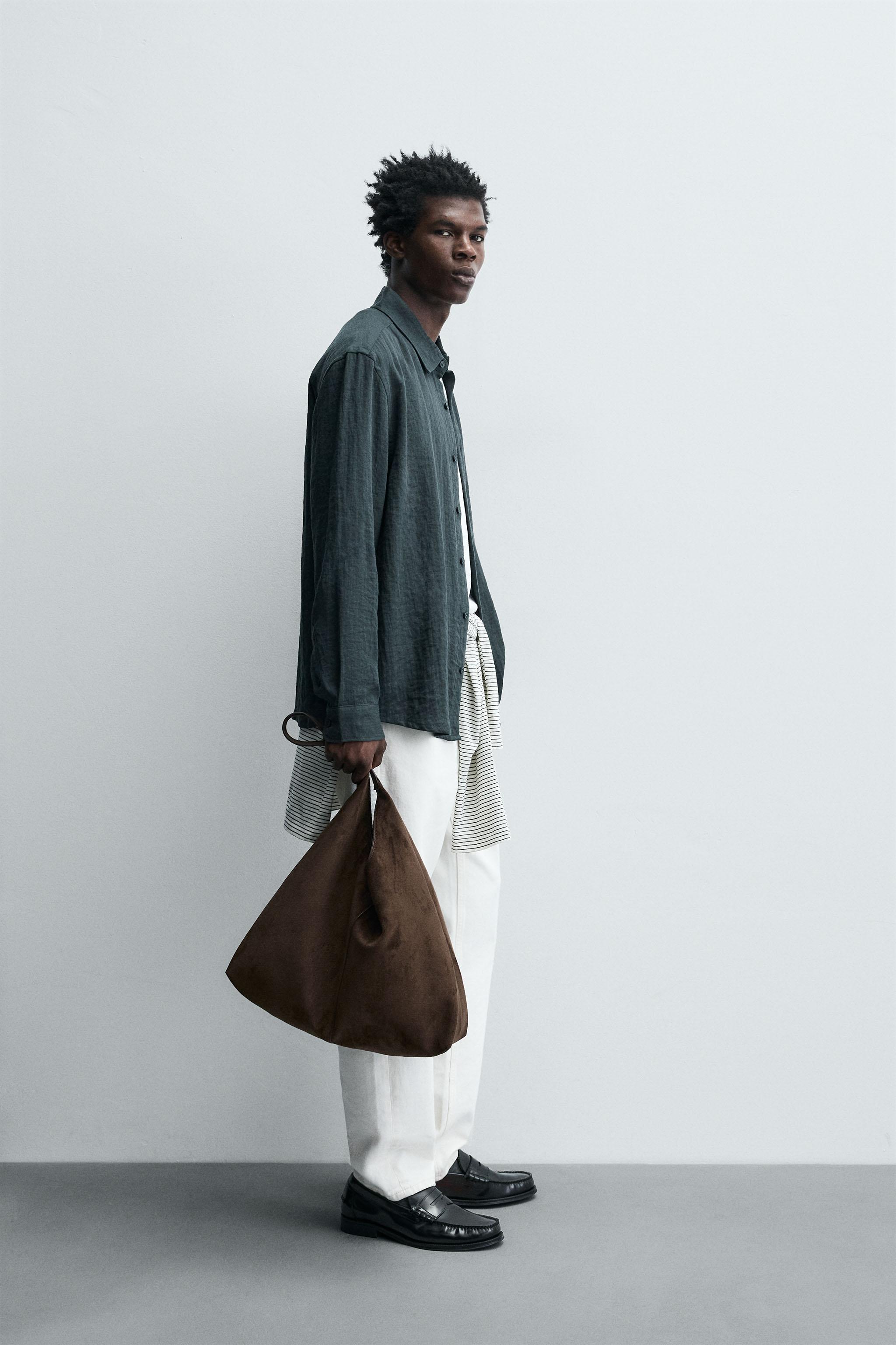 SPLIT LEATHER EFFECT SHOPPER BAG